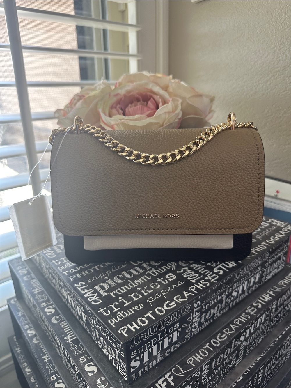 NWT Michael Kors Claire crossbody in the color Husk Multi